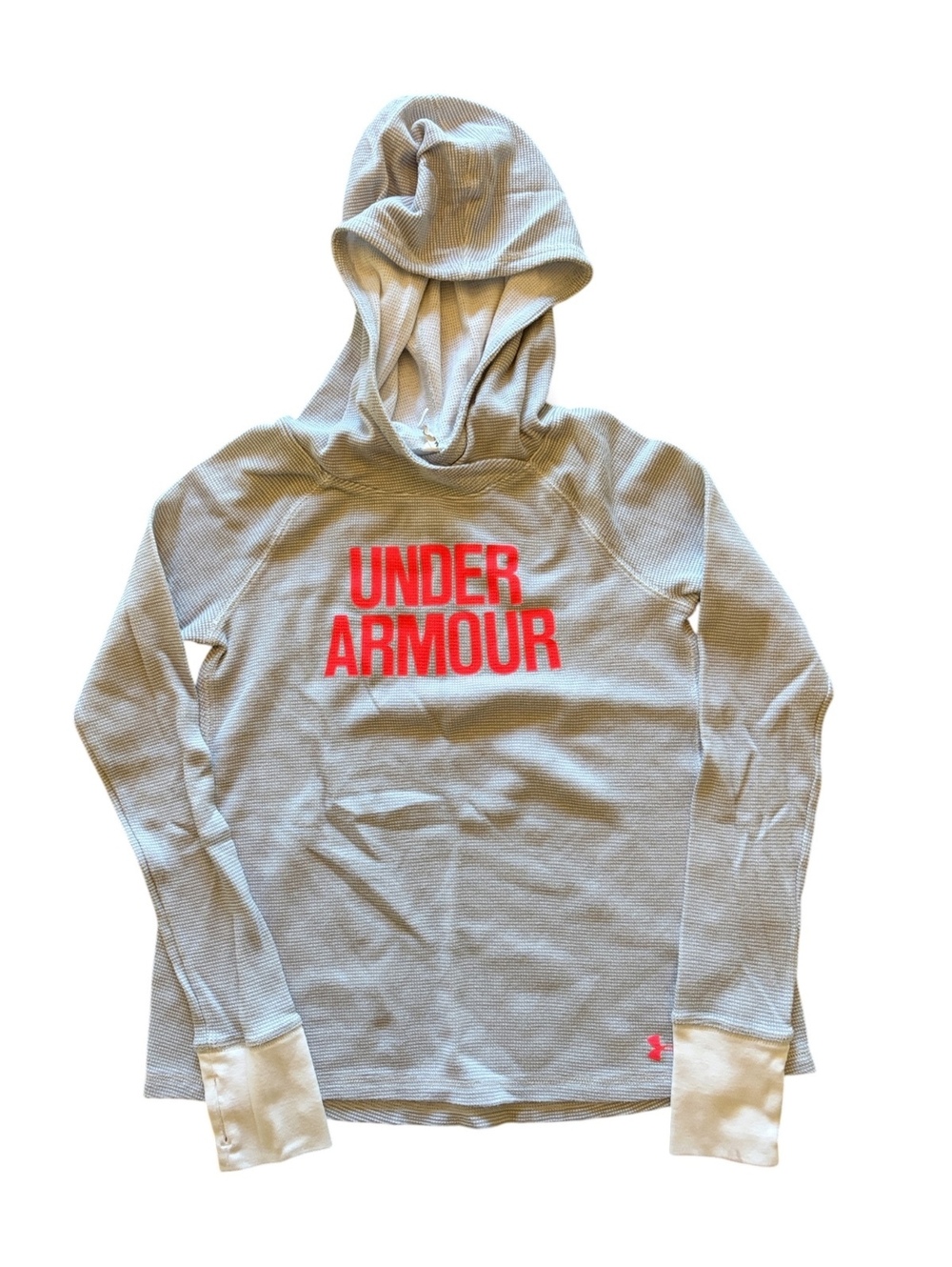 Under Armour Youth Medium Gray Thermal Waffle-Knit Hoodie